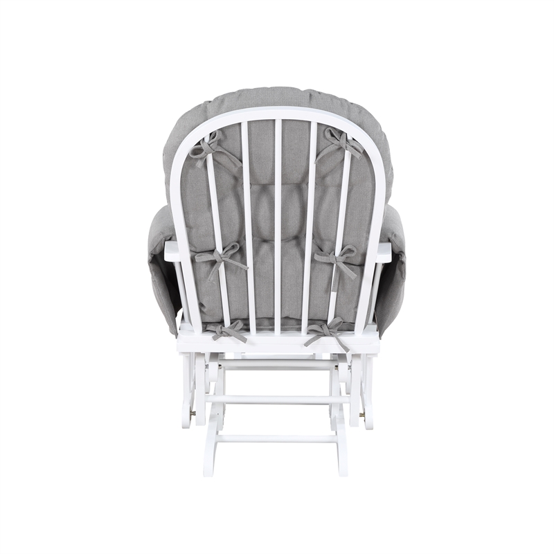 Suite Bebe Mason Traditional Wood Glider and Ottoman in White/Oyster