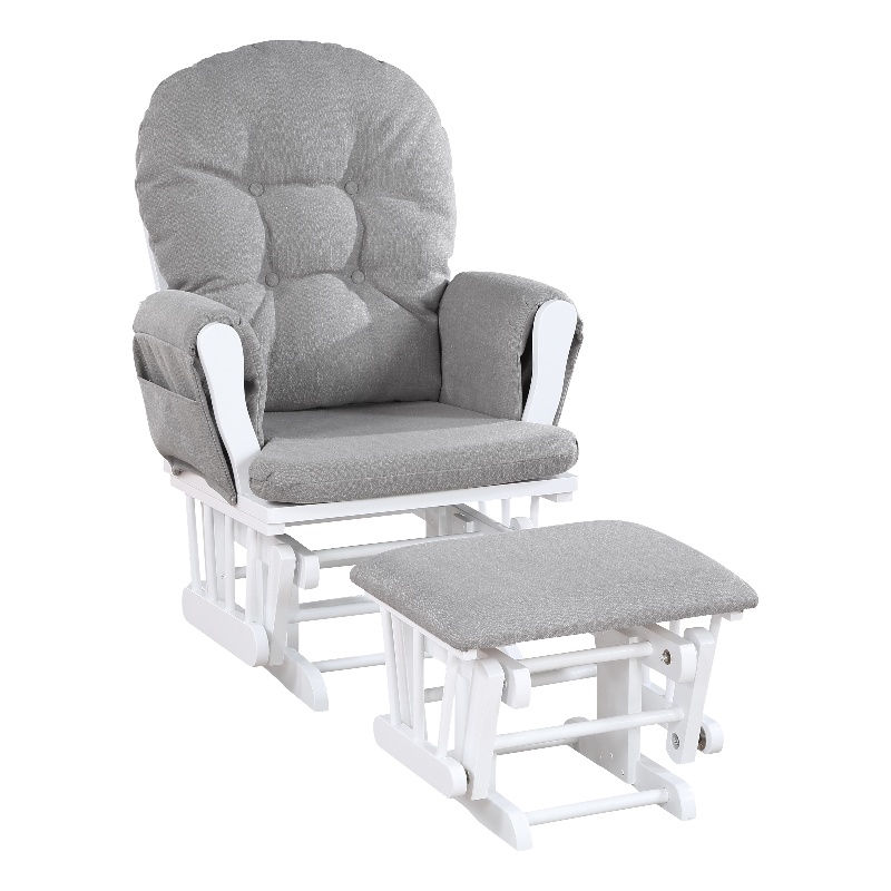 Suite Bebe Mason Traditional Wood Glider and Ottoman in White/Oyster