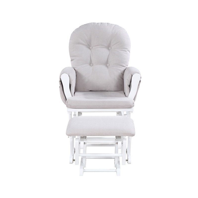 Suite Bebe Mason Traditional Wood Glider and Ottoman in White/Gray