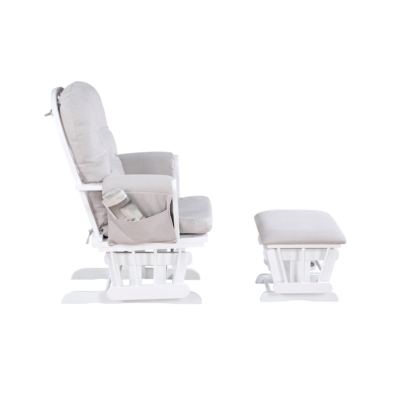 Suite Bebe Mason Traditional Wood Glider and Ottoman in White/Gray