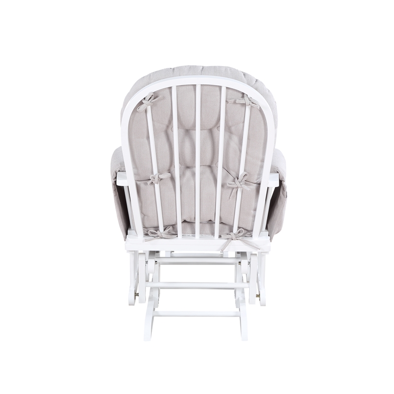 Suite Bebe Mason Traditional Wood Glider and Ottoman in White/Gray