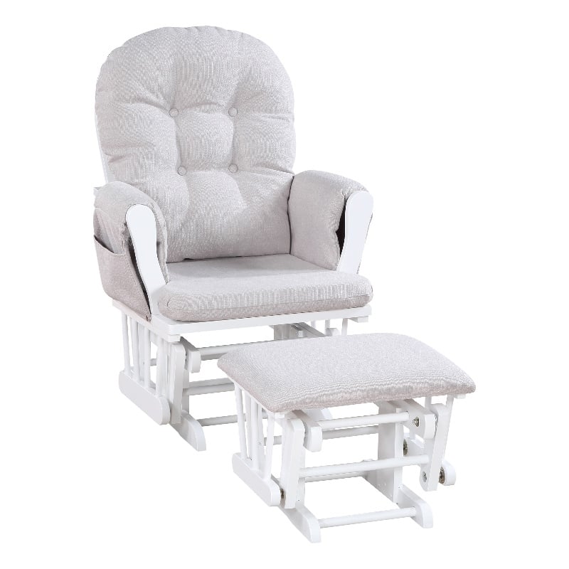 Suite Bebe Mason Traditional Wood Glider and Ottoman in White/Gray