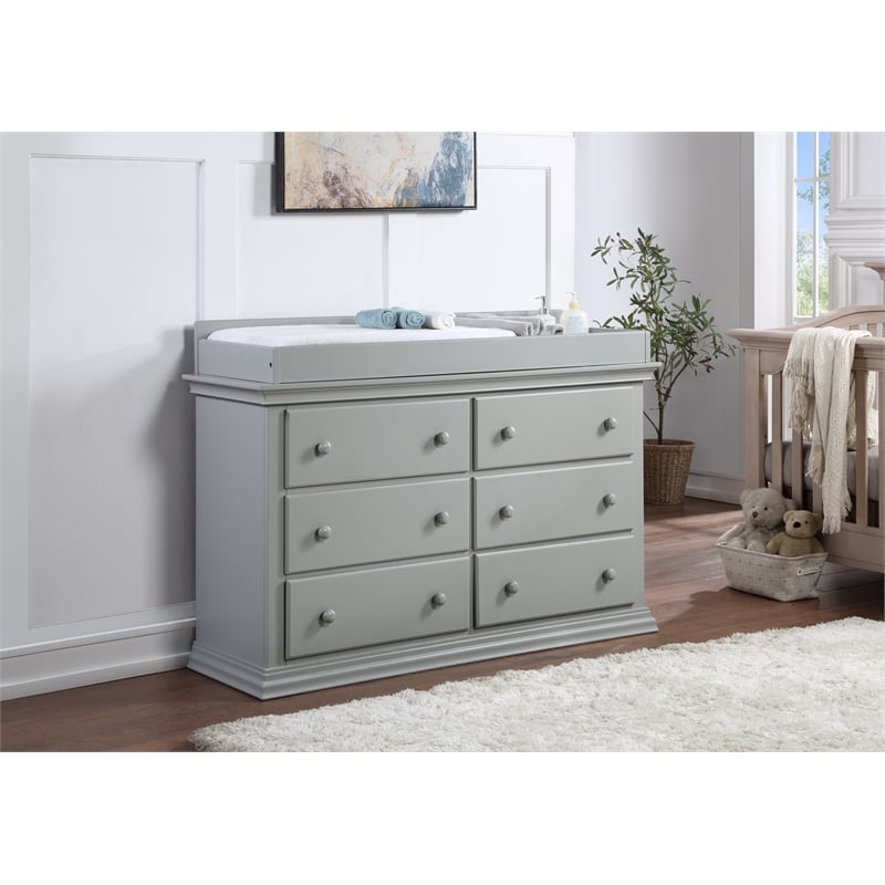 Suite Bebe Hardwood Universal 6 Drawer Fully Assembled Double Dresser Gray