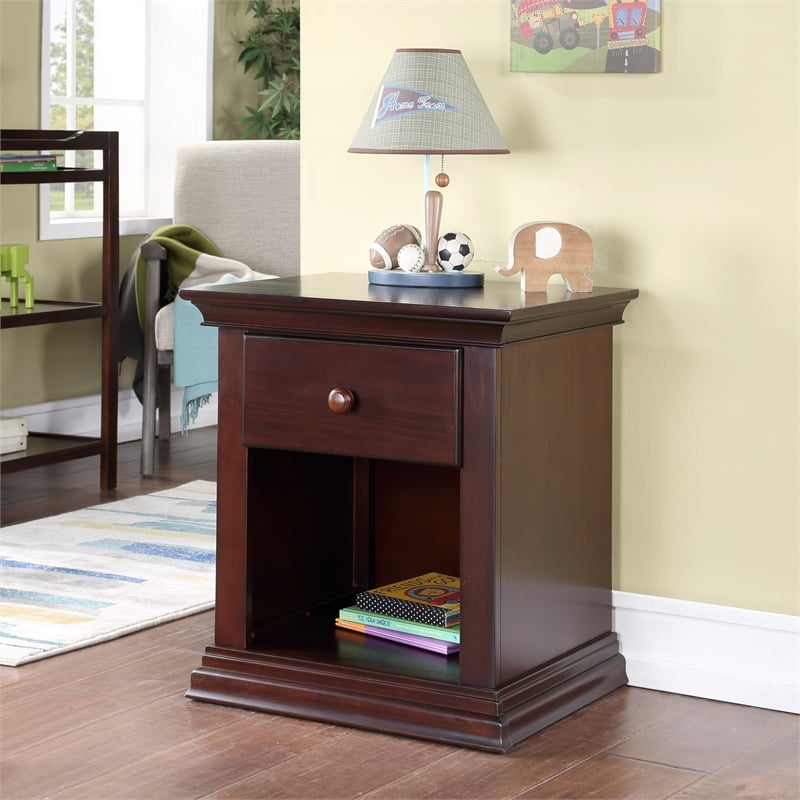 Suite Bebe Universal Traditional Wood Nightstand in Espresso