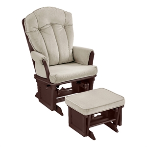 suite bebe victoria traditional wood glider and ottoman in espresso and beige