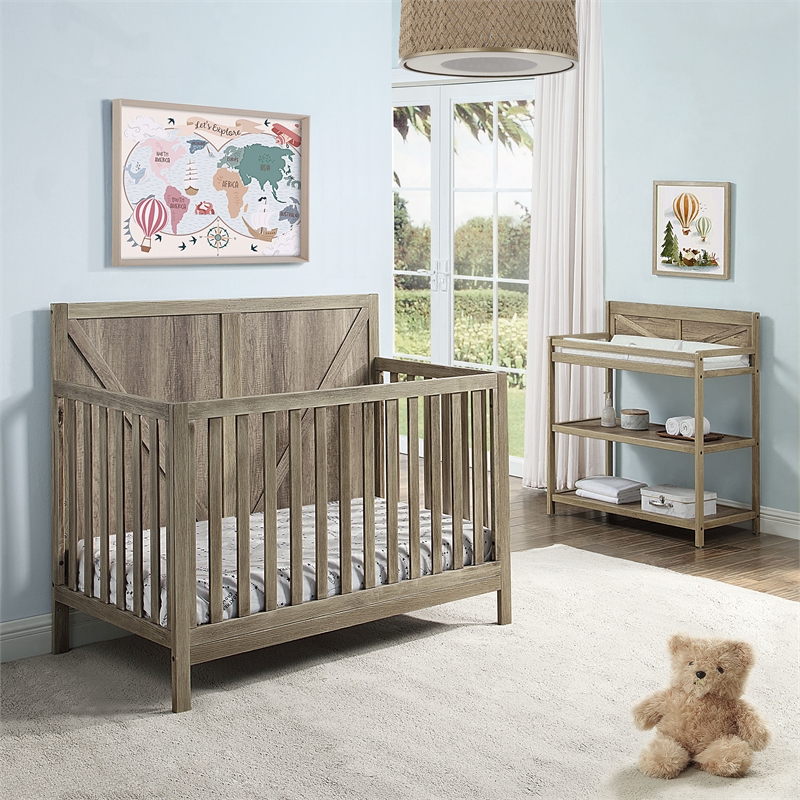 Suite Bebe Barnside Farmhouse Wood 4-in-1 Convertible Crib - Vintage Chestnut
