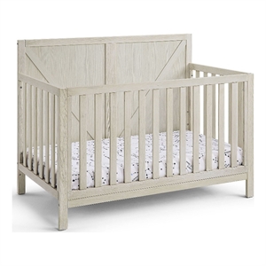 suite bebe barnside farmhouse wood 4-in-1 convertible crib in washed gray