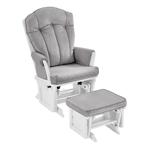 suite bebe victoria traditional wood glider and ottoman in white and gray