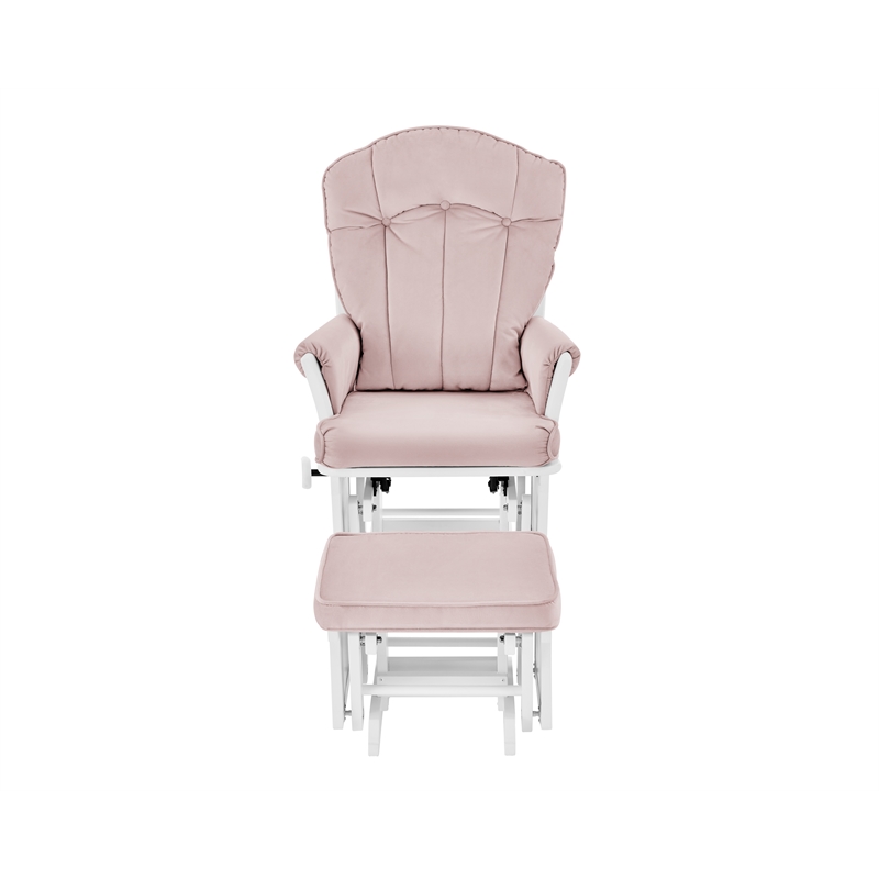 Suite Bebe Victoria Traditional Wood Glider and Ottoman in White and Pink