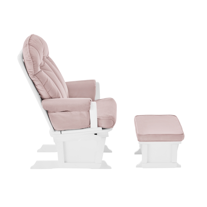 Suite Bebe Victoria Traditional Wood Glider and Ottoman in White and Pink