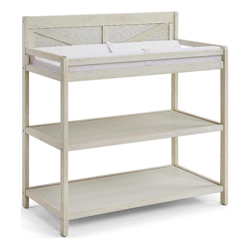 Suite Bebe Barnside Farmhouse Wood Changing Table in Washed Gray