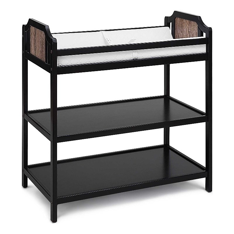 Suite Bebe Brees Contemporary Wood Changing Table in Black/Brownstone