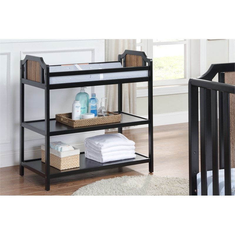Suite Bebe Brees Contemporary Wood Changing Table in Black/Brownstone