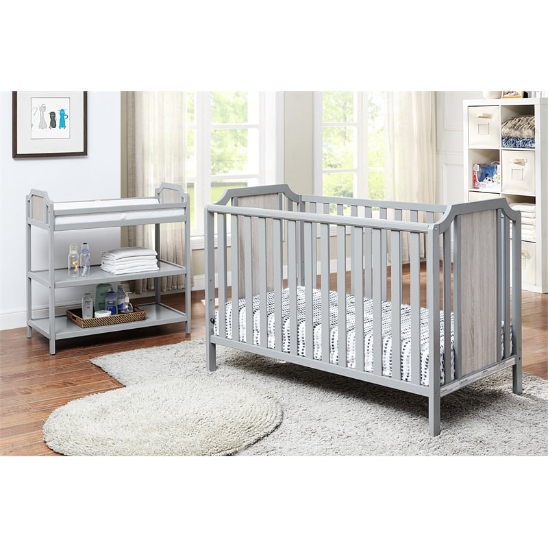 Suite Bebe Brees Contemporary Wood Island Crib in Gray/Graystone