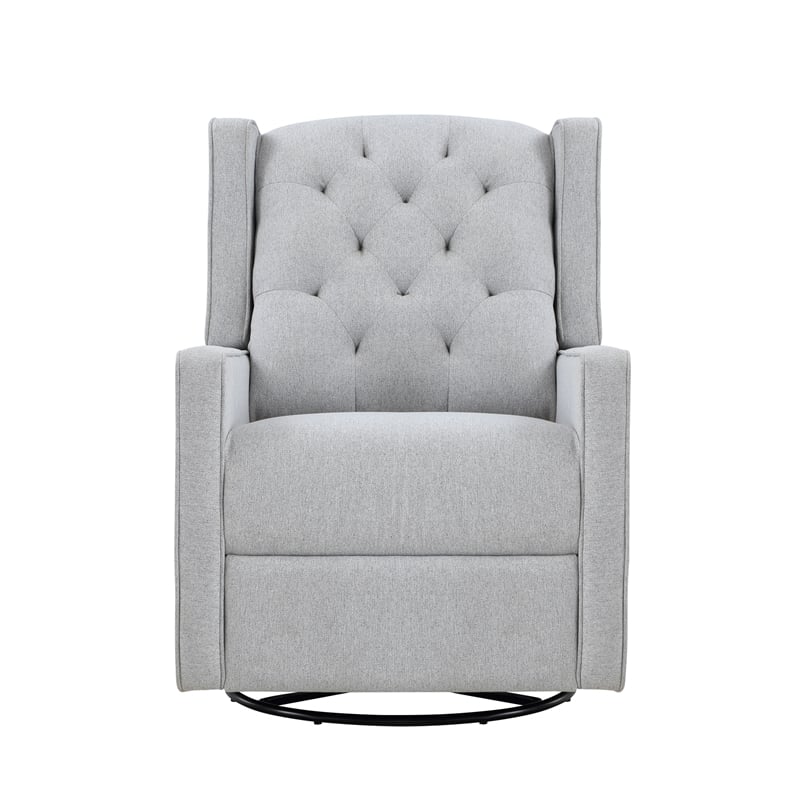 Suite Bebe Bryton Wood Fabric Tufted Gliding Swivel Recliner in Brushed Tweed