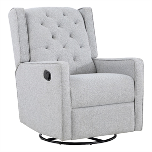 suite bebe bryton wood fabric tufted gliding swivel recliner in brushed tweed