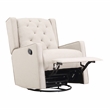Suite Bebe Bryton Wood Fabric Tufted Gliding Swivel Recliner in Latte