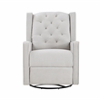 Suite Bebe Bryton Wood Fabric Tufted Gliding Swivel Recliner in Pebble