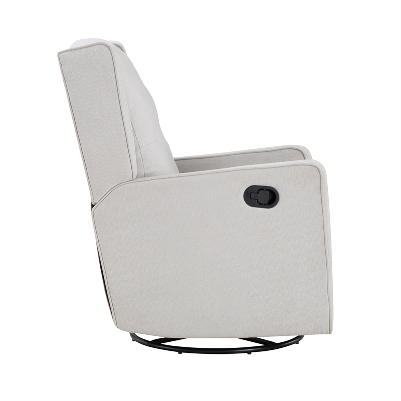 Suite Bebe Bryton Wood Fabric Tufted Gliding Swivel Recliner in Pebble