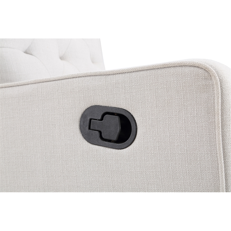 Suite Bebe Bryton Wood Fabric Tufted Gliding Swivel Recliner in Pebble