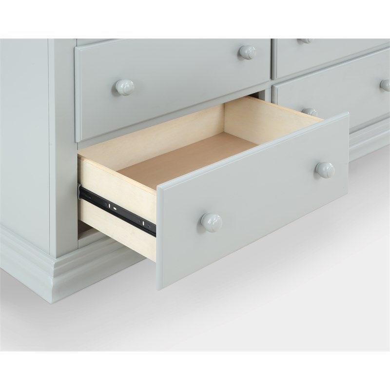 Suite Bebe Celeste 6-Drawer Modern Wood Double Dresser in Light Gray