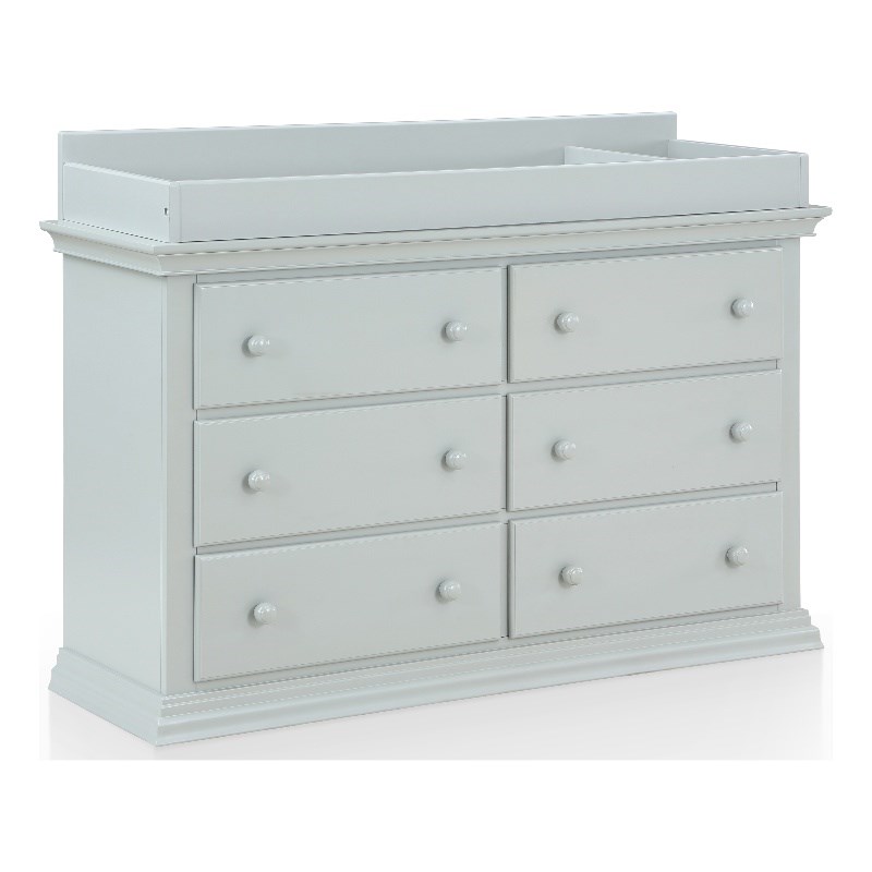 Suite Bebe Celeste 6-Drawer Modern Wood Double Dresser in Light Gray