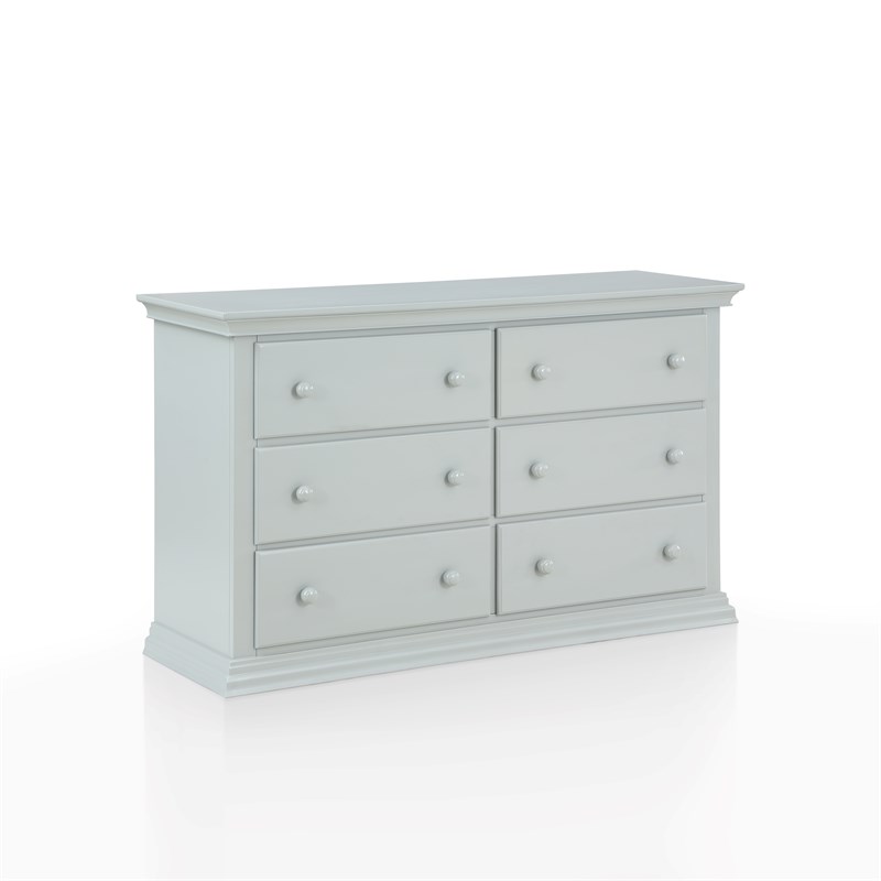 Suite Bebe Celeste 6-Drawer Modern Wood Double Dresser in Light Gray