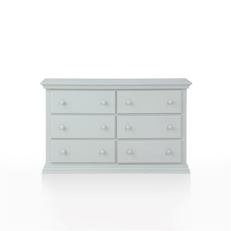 Suite Bebe Celeste 6-Drawer Modern Wood Double Dresser in Light Gray