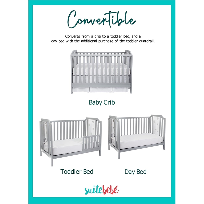 Suite Bebe Celeste Modern Wood Acrylic Island Crib in Light Gray Finish
