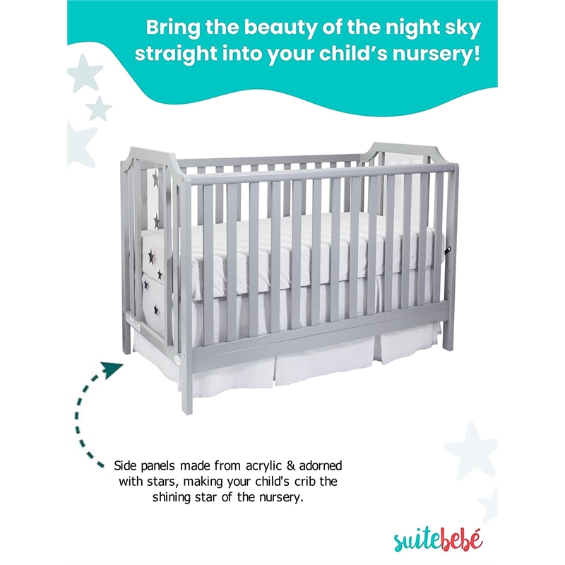 Suite Bebe Celeste Modern Wood Acrylic Island Crib in Light Gray Finish