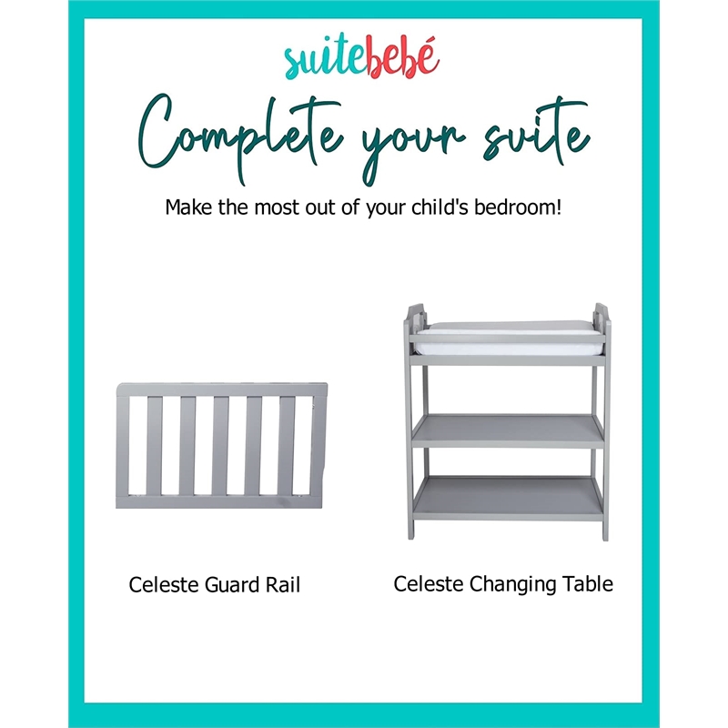 Suite Bebe Celeste Modern Wood Acrylic Island Crib in Light Gray Finish