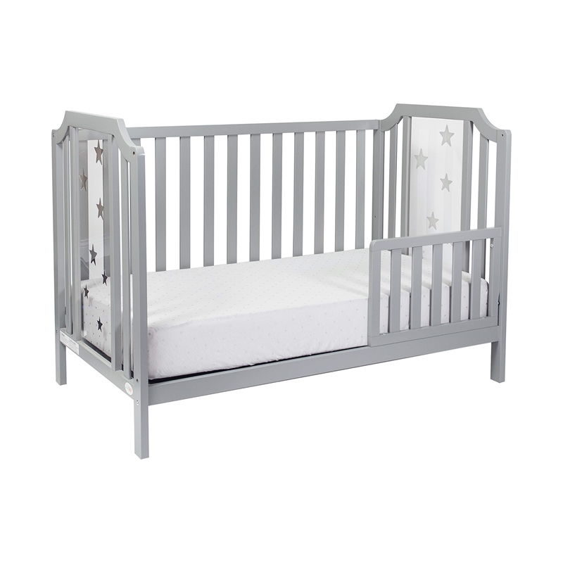 Suite Bebe Celeste Modern Wood Acrylic Island Crib in Light Gray Finish