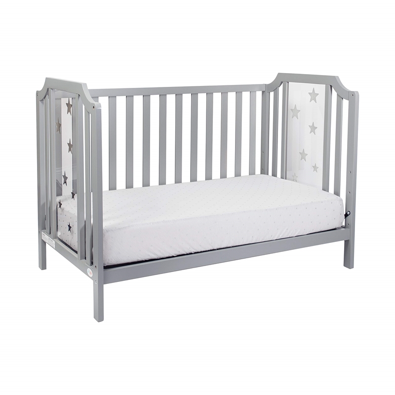 Suite Bebe Celeste Modern Wood Acrylic Island Crib in Light Gray Finish