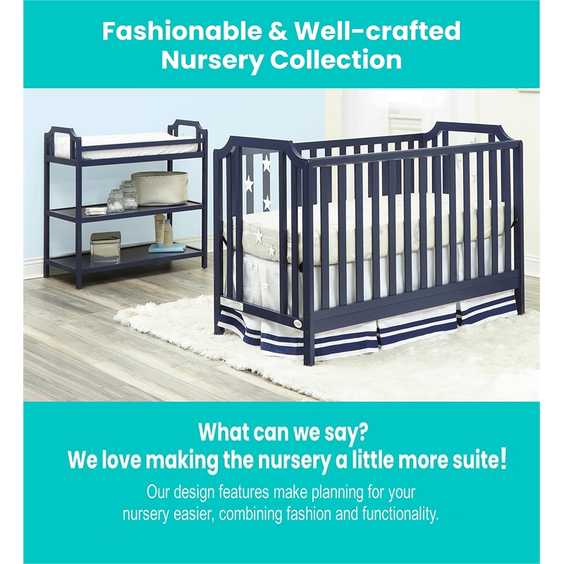 Suite Bebe Celeste Modern Wood Acrylic Island Crib in Navy Blue Finish