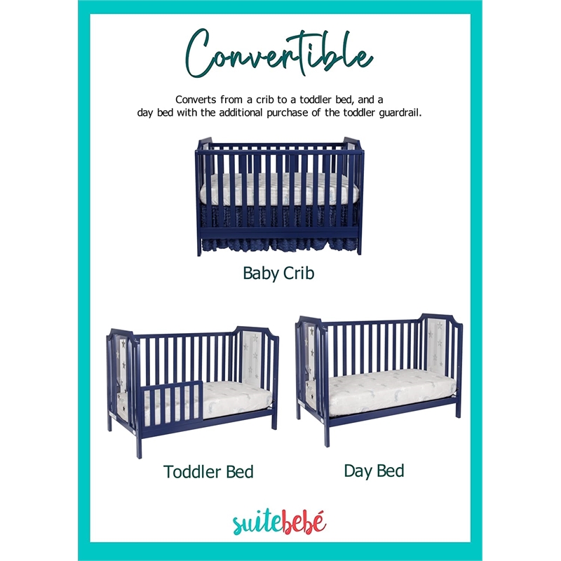 Suite Bebe Celeste Modern Wood Acrylic Island Crib in Navy Blue Finish