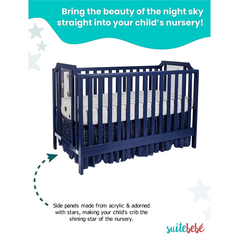 Suite Bebe Celeste Modern Wood Acrylic Island Crib in Navy Blue Finish