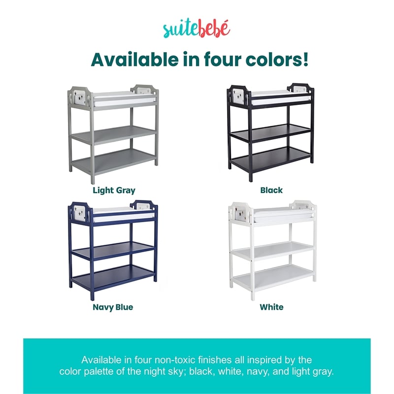 Suite Bebe Celeste Modern Wood Changing Table in White Finish