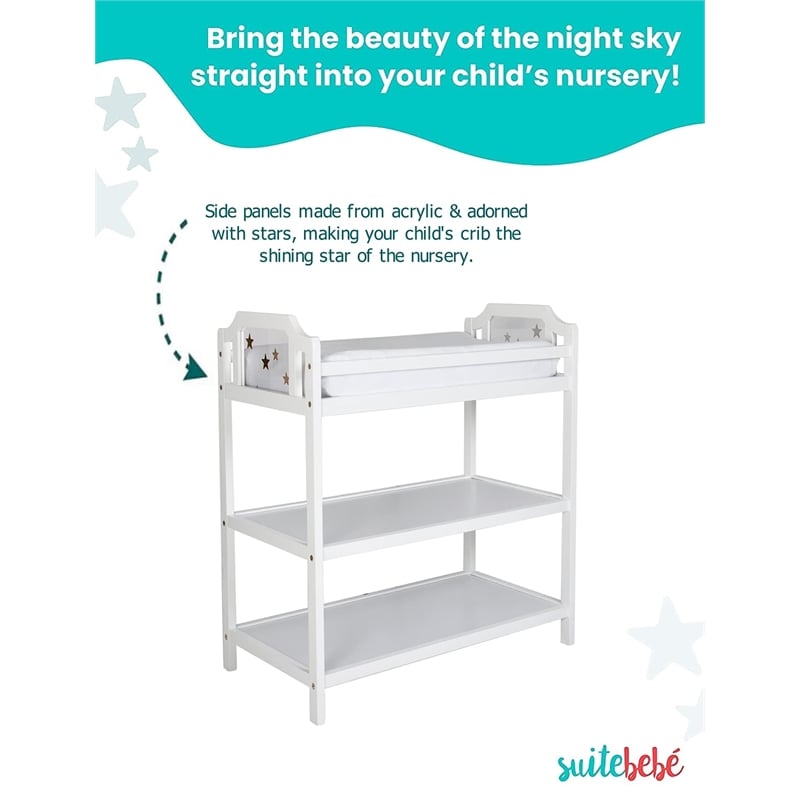 Suite Bebe Celeste Modern Wood Changing Table in White Finish