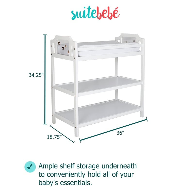 Suite Bebe Celeste Modern Wood Changing Table in White Finish