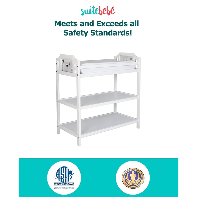Suite Bebe Celeste Modern Wood Changing Table in White Finish