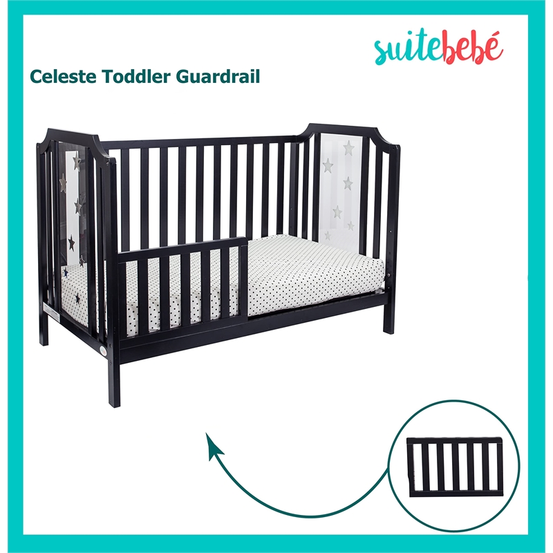 Suite Bebe Celeste Modern Wood Toddler Guard Rail in Black Finish