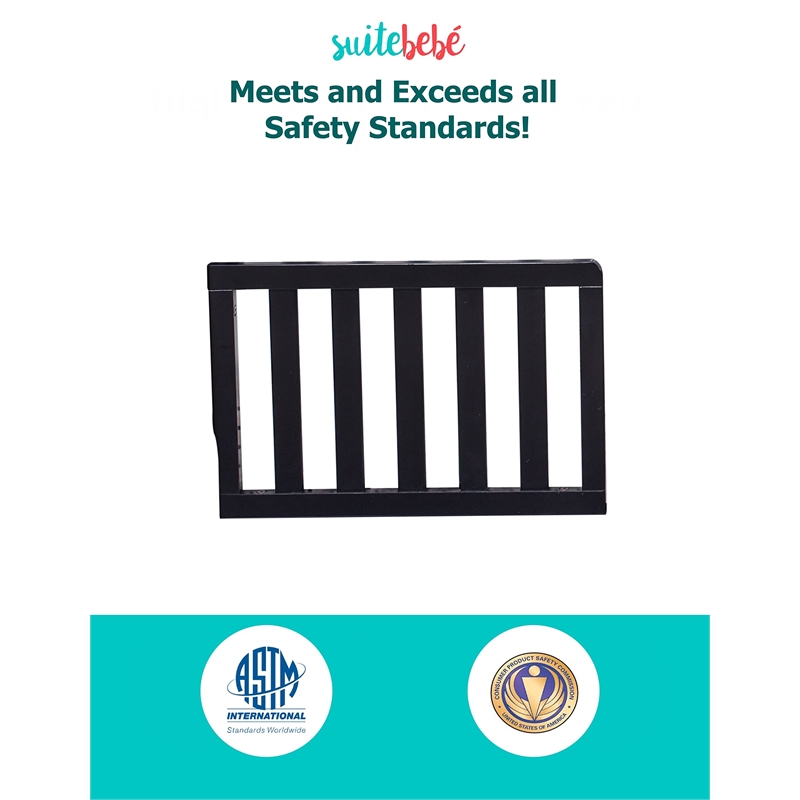Suite Bebe Celeste Modern Wood Toddler Guard Rail in Black Finish