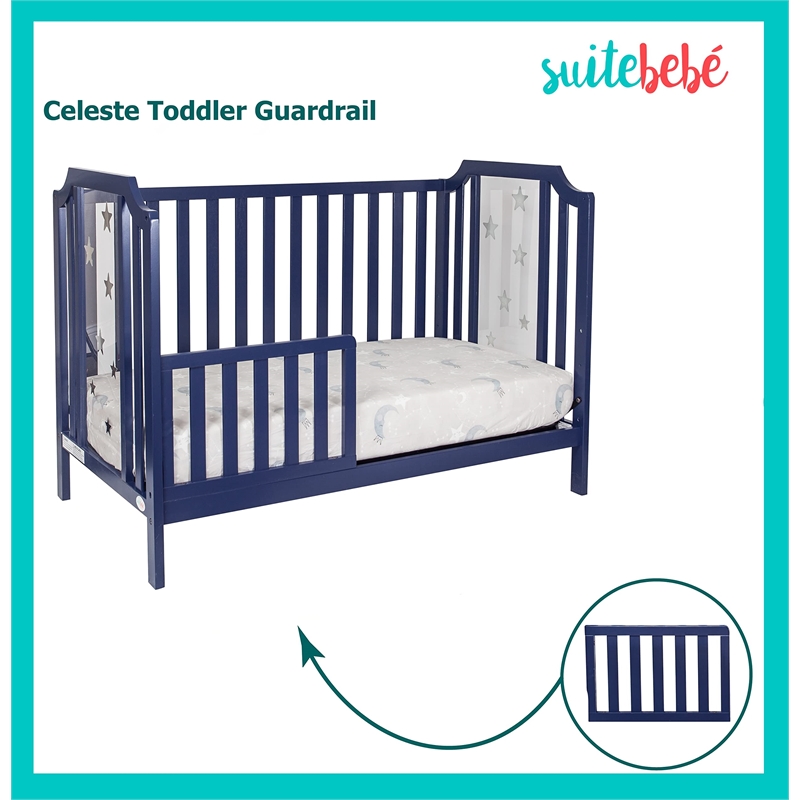 Suite Bebe Celeste Modern Wood Toddler Guard Rail in Navy Blue Finish