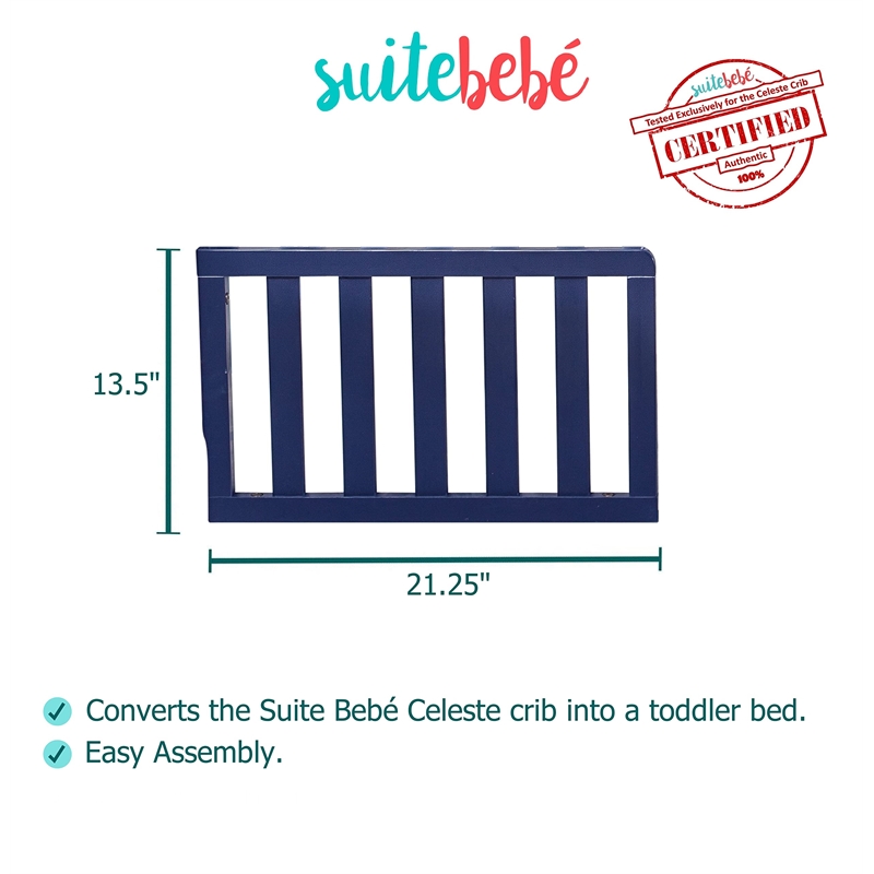 Suite Bebe Celeste Modern Wood Toddler Guard Rail in Navy Blue Finish