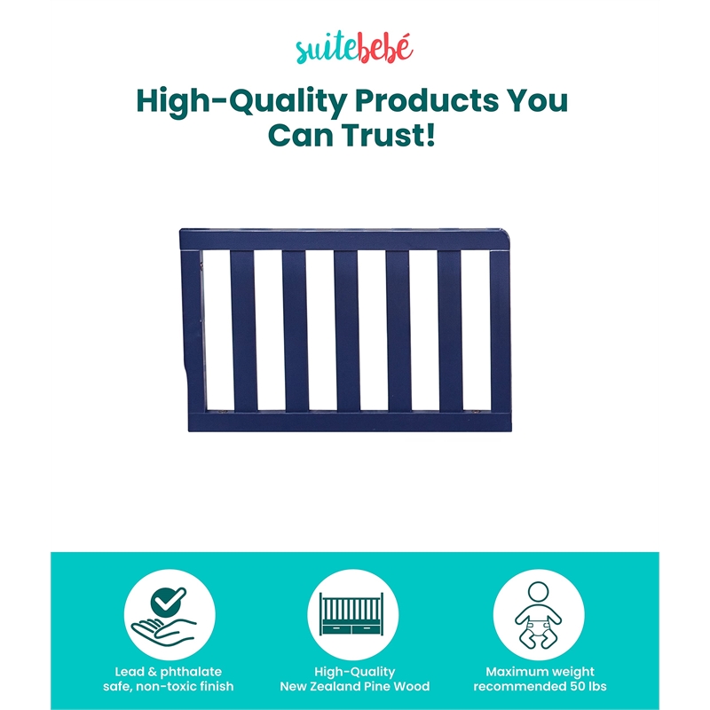 Suite Bebe Celeste Modern Wood Toddler Guard Rail in Navy Blue Finish