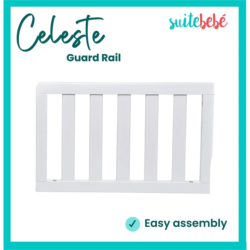 Suite Bebe Celeste Modern Wood Toddler Guard Rail in White Finish
