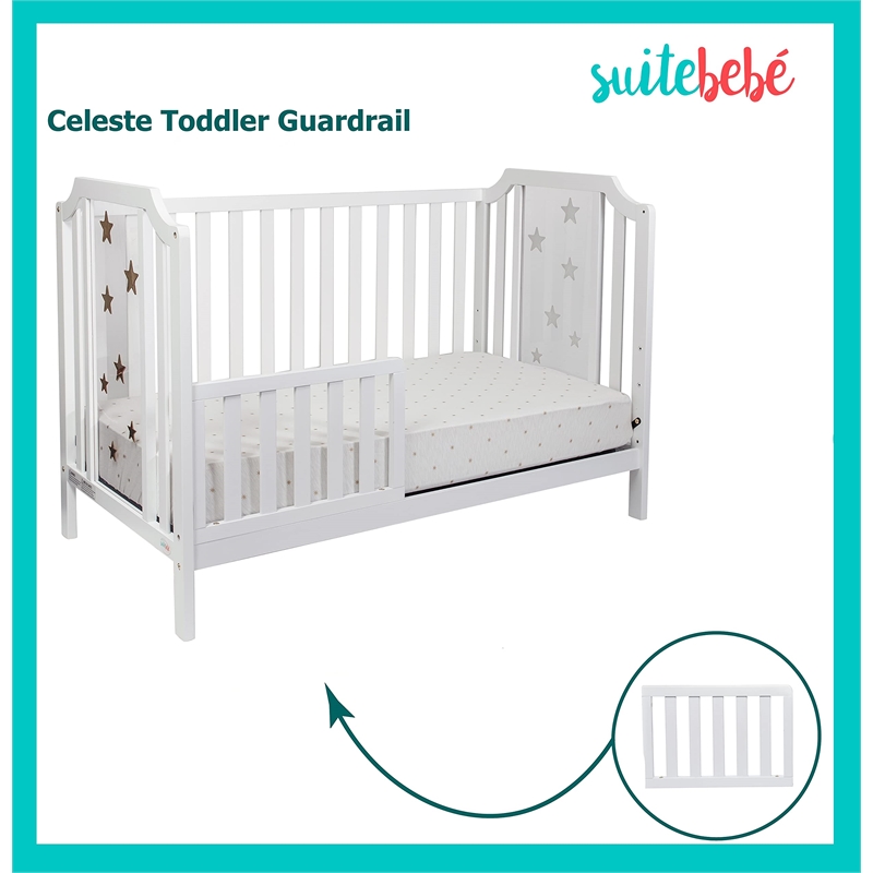 Suite Bebe Celeste Modern Wood Toddler Guard Rail in White Finish