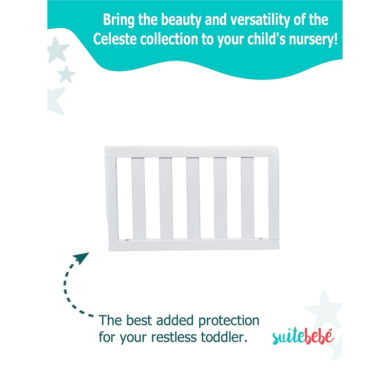 Suite Bebe Celeste Modern Wood Toddler Guard Rail in White Finish