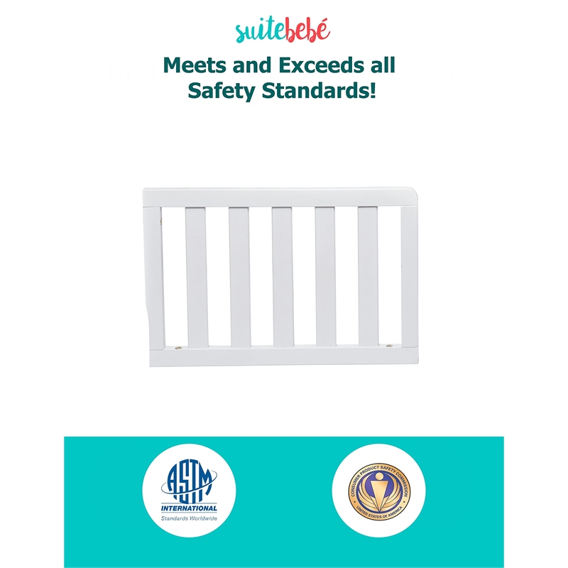 Suite Bebe Celeste Modern Wood Toddler Guard Rail in White Finish