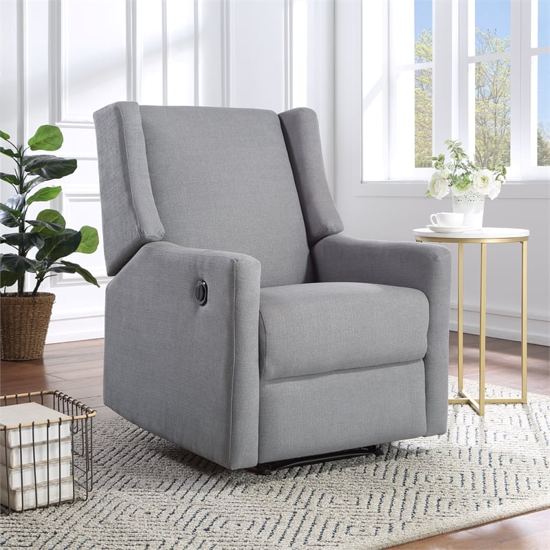 Suite Bebe Pronto Contemporary Wood and Fabric Power Recliner in Oyster Gray